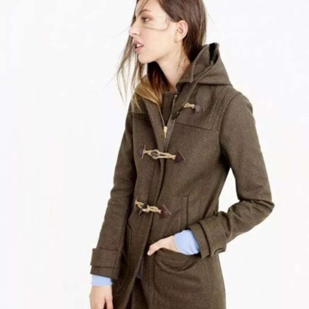 Women's Olive Green J. Crew Toggle Coat